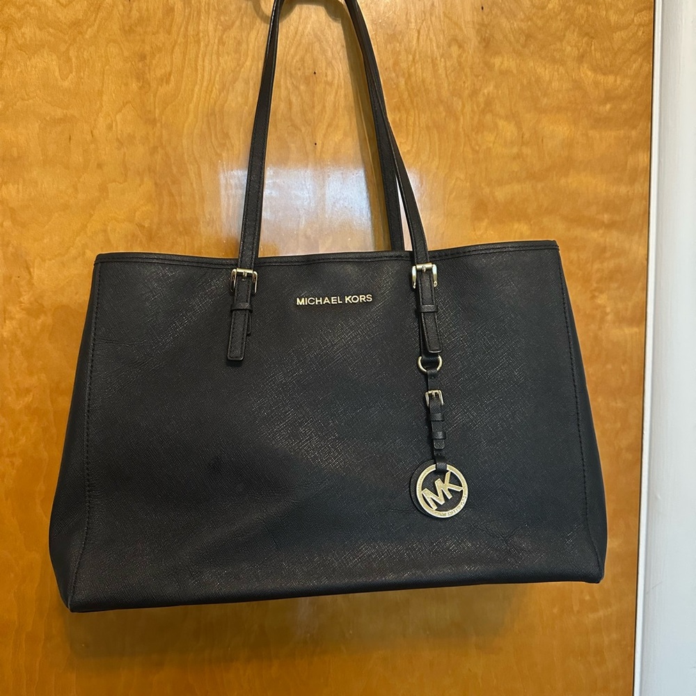 Michael Kors Black Tote with Gold Accents